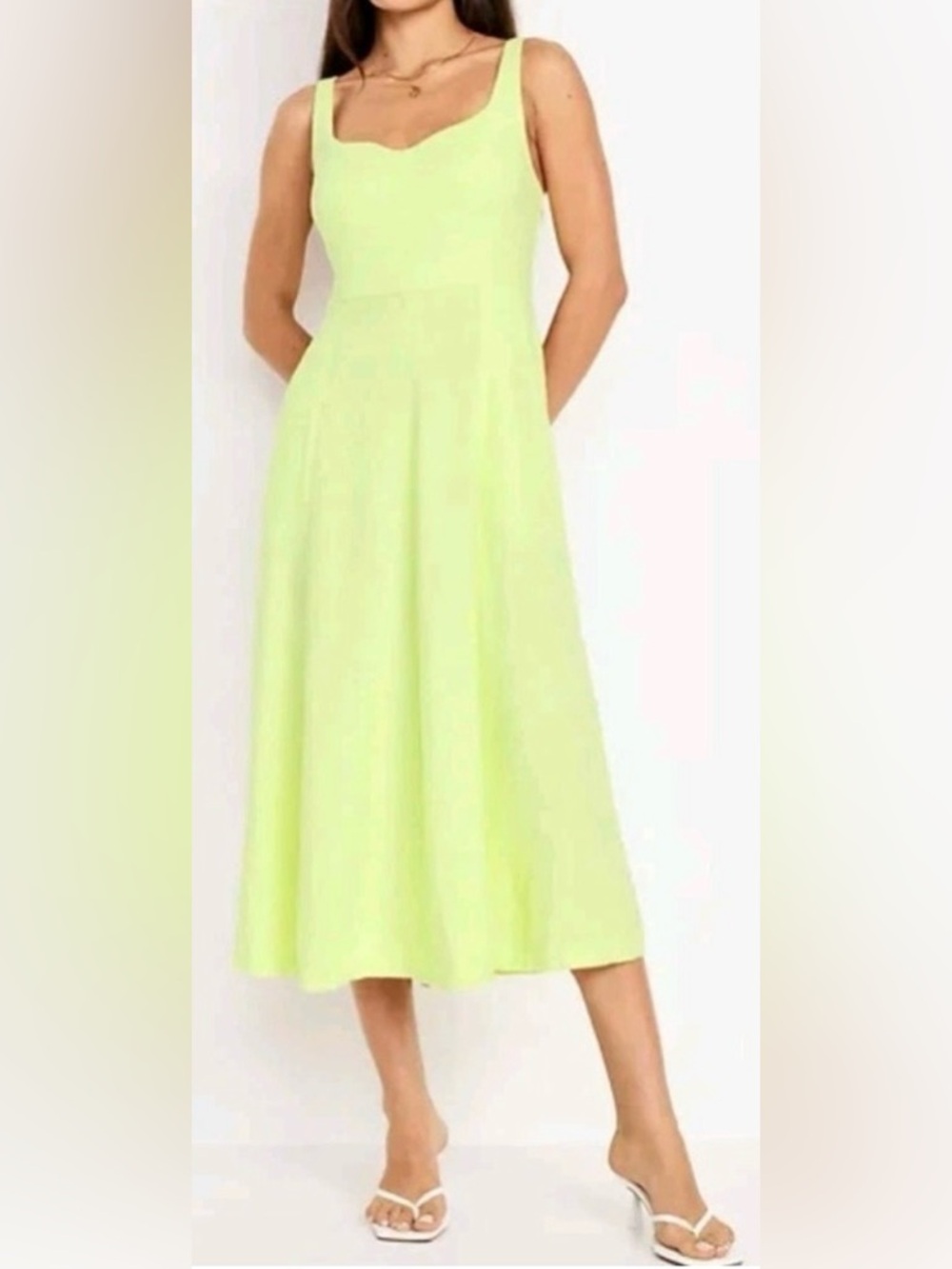 Old Navy Linen Blend Fit and Flare Midi Dress